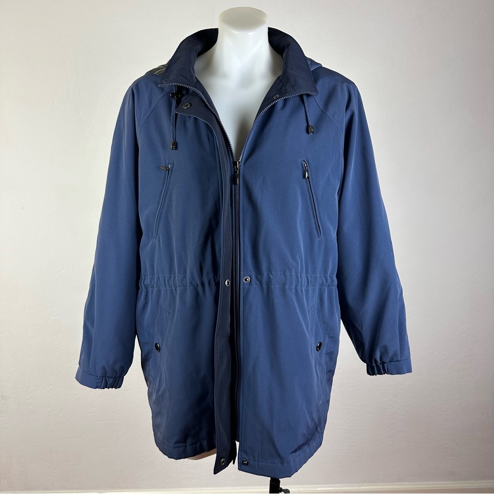 Nautica Men's Double Closure Hooded Navy Raincoat